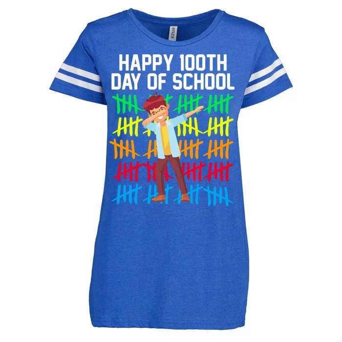 Happy 100th Day Of School Tally Marks Enza Ladies Jersey Football T-Shirt