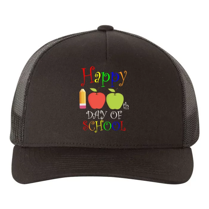 Happy 100th Day Of School Teachers Apple Yupoong Adult 5-Panel Trucker Hat