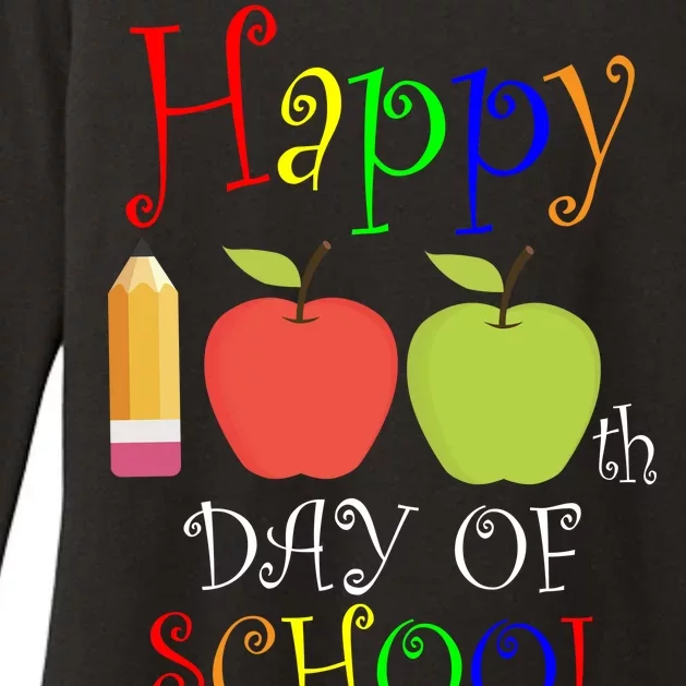 Happy 100th Day Of School Teachers Apple Womens CVC Long Sleeve Shirt