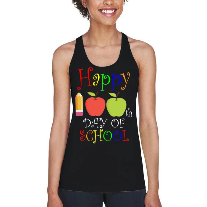 Happy 100th Day Of School Teachers Apple Women's Racerback Tank