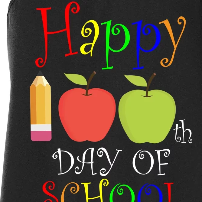 Happy 100th Day Of School Teachers Apple Women's Racerback Tank