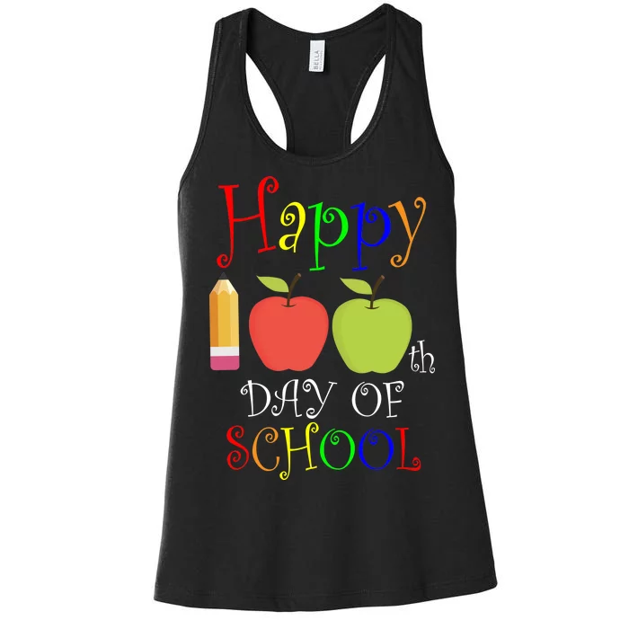 Happy 100th Day Of School Teachers Apple Women's Racerback Tank