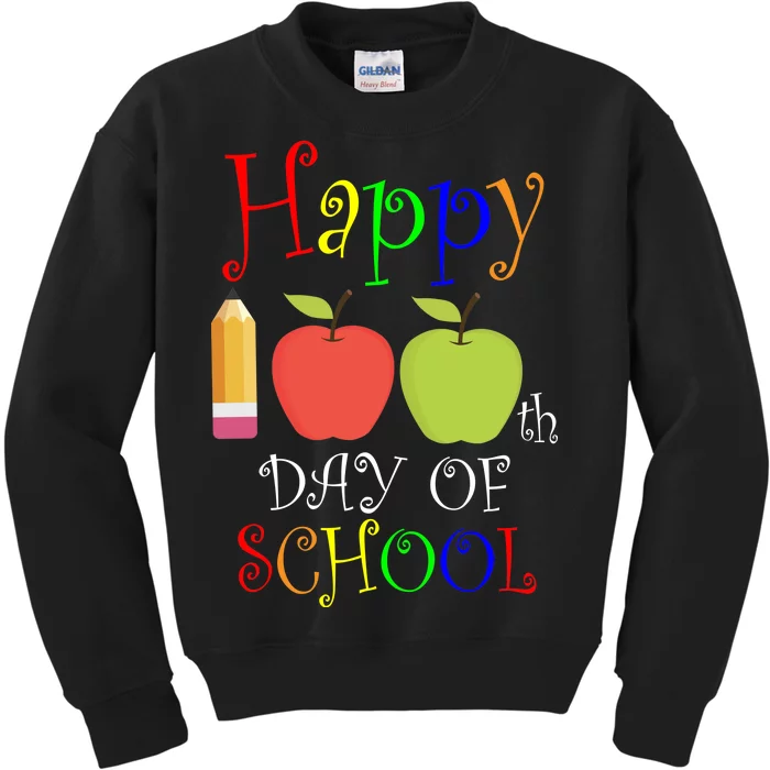 Happy 100th Day Of School Teachers Apple Kids Sweatshirt