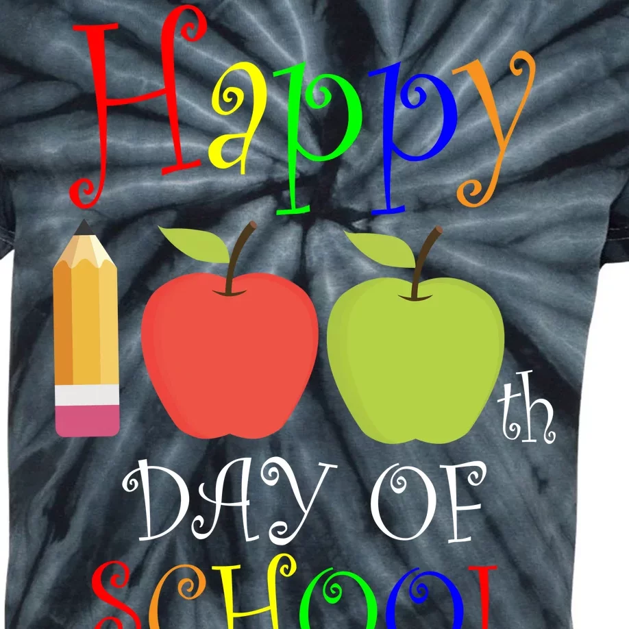 Happy 100th Day Of School Teachers Apple Kids Tie-Dye T-Shirt