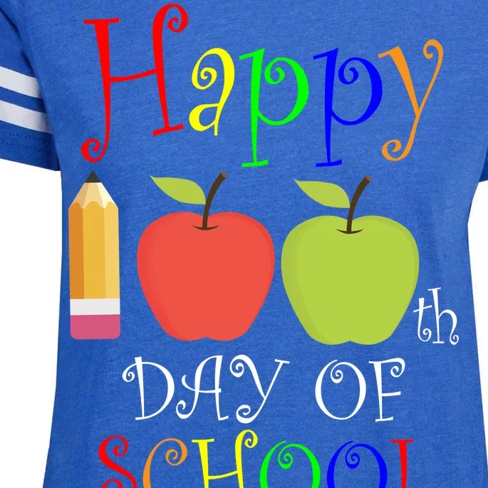 Happy 100th Day Of School Teachers Apple Enza Ladies Jersey Football T-Shirt