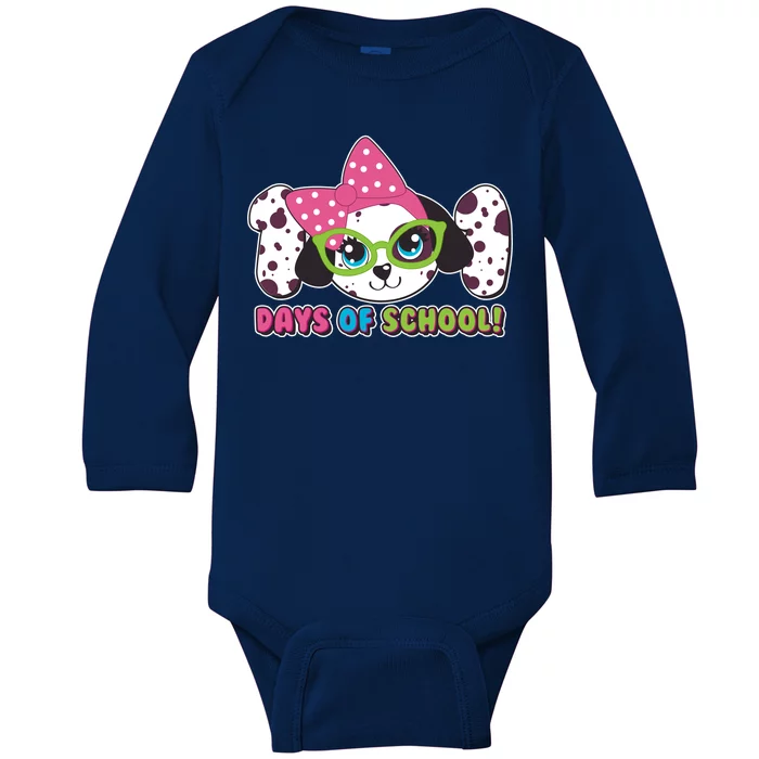 Happy 101 Days Of School Dalmatian Dog Baby Long Sleeve Bodysuit