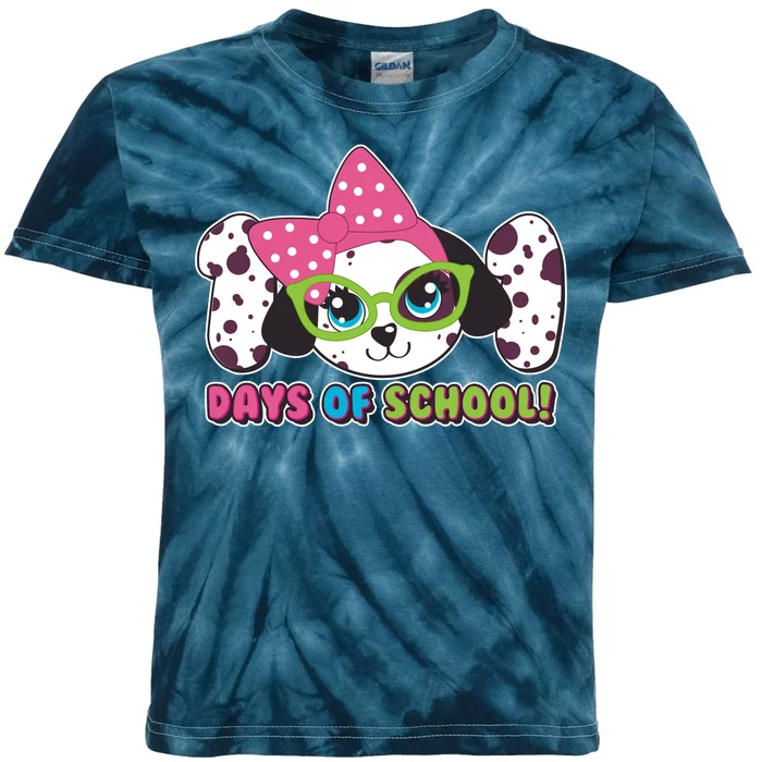 Happy 101 Days Of School Dalmatian Dog Kids Tie-Dye T-Shirt