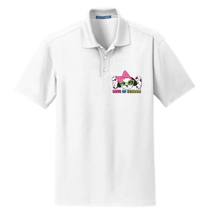 Happy 101 Days Of School Dalmatian Dog Dry Zone Grid Performance Polo