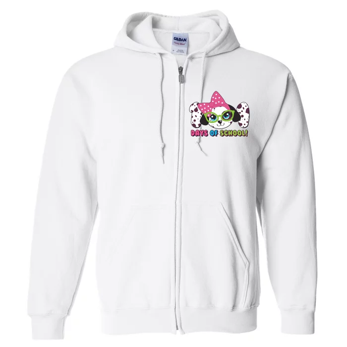 Happy 101 Days Of School Dalmatian Dog Full Zip Hoodie