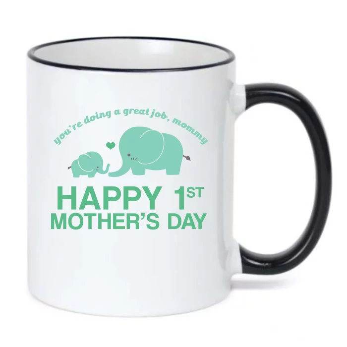 Happy 1st Mothers Day Cute Elephant Black Color Changing Mug