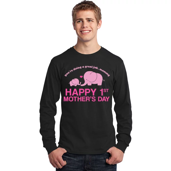 Happy 1st Mothers Day Cute Elephant Long Sleeve Shirt