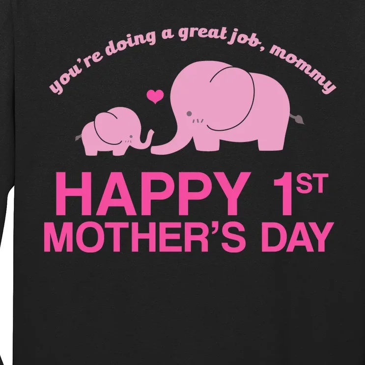 Happy 1st Mothers Day Cute Elephant Long Sleeve Shirt