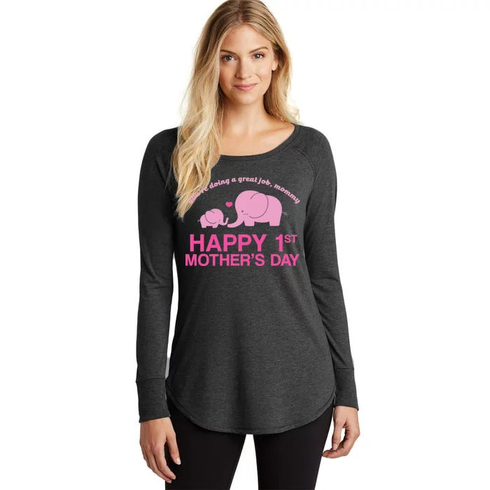 Happy 1st Mothers Day Cute Elephant Women's Perfect Tri Tunic Long Sleeve Shirt