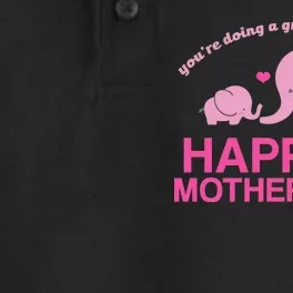 Happy 1st Mothers Day Cute Elephant Dry Zone Grid Performance Polo