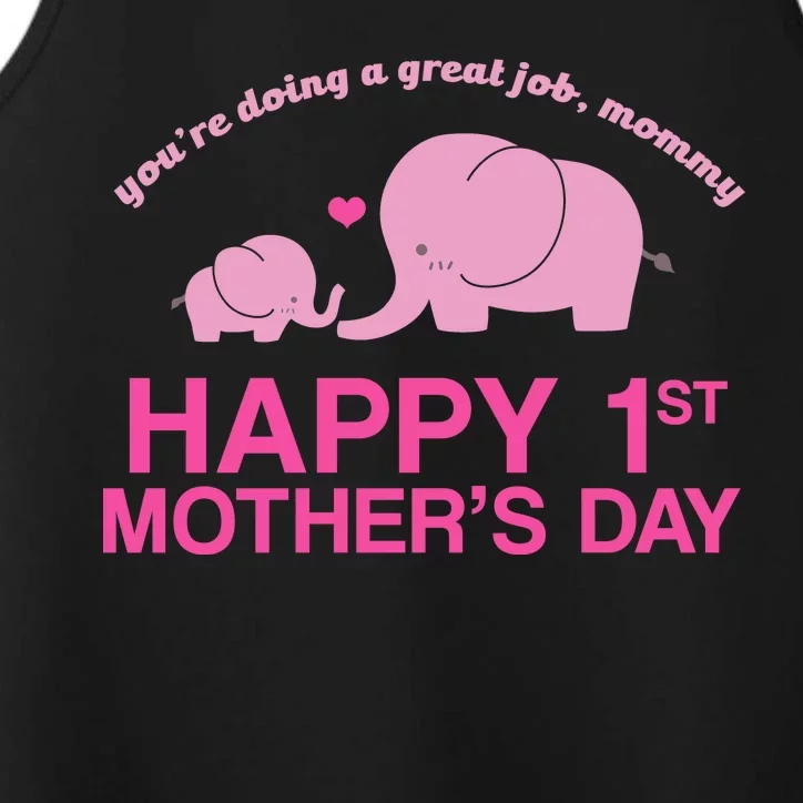 Happy 1st Mothers Day Cute Elephant Performance Tank