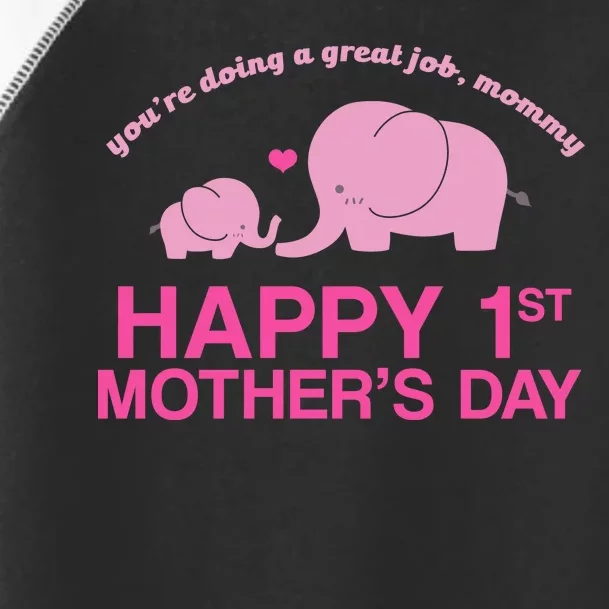 Happy 1st Mothers Day Cute Elephant Toddler Fine Jersey T-Shirt