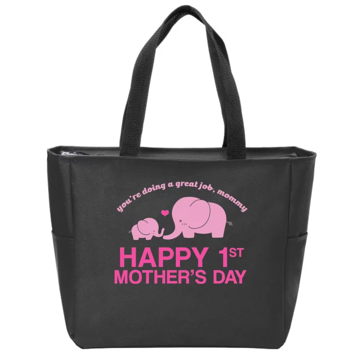 Happy 1st Mothers Day Cute Elephant Zip Tote Bag