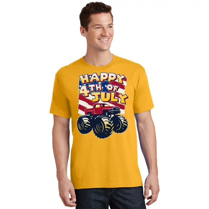 Happy 4th of July USA  America Flag Monster Truck T-Shirt