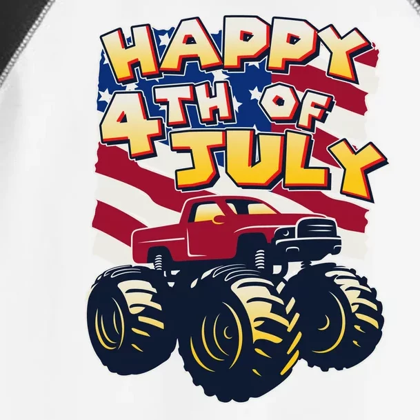 Happy 4th of July USA  America Flag Monster Truck Toddler Fine Jersey T-Shirt