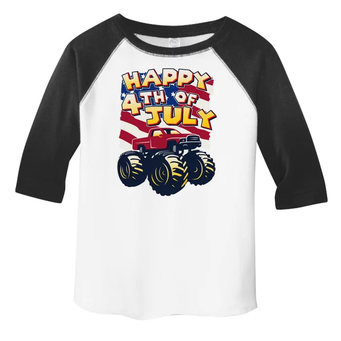 Happy 4th of July USA  America Flag Monster Truck Toddler Fine Jersey T-Shirt