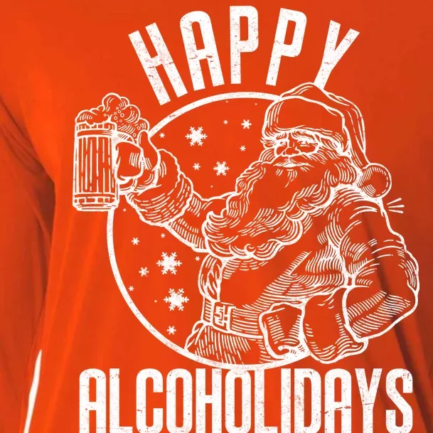 Happy Alcoholidays Christmas Santa Cooling Performance Long Sleeve Crew