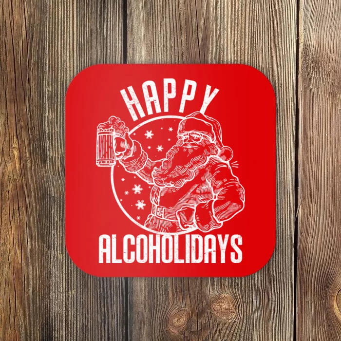 Happy Alcoholidays Christmas Santa Coaster