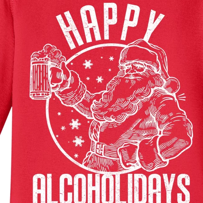 Happy Alcoholidays Christmas Santa Baby Long Sleeve Bodysuit