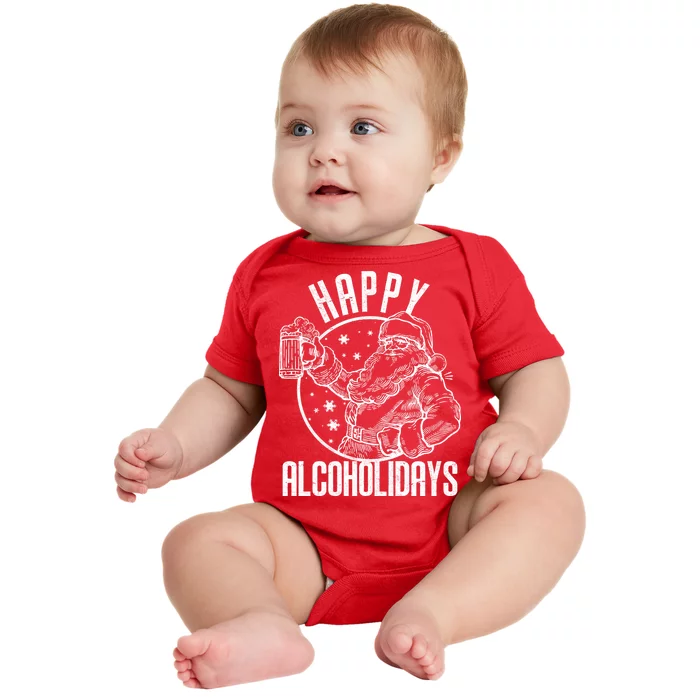 Happy Alcoholidays Christmas Santa Baby Bodysuit