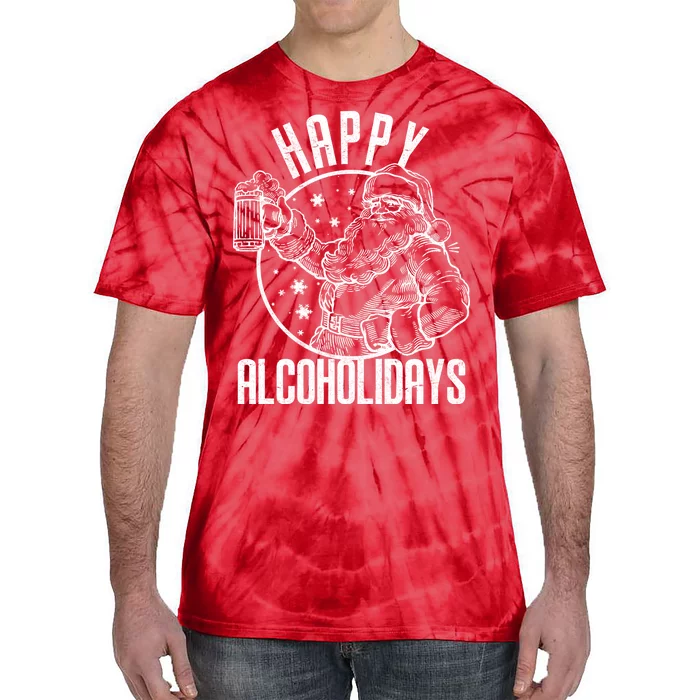 Happy Alcoholidays Christmas Santa Tie-Dye T-Shirt