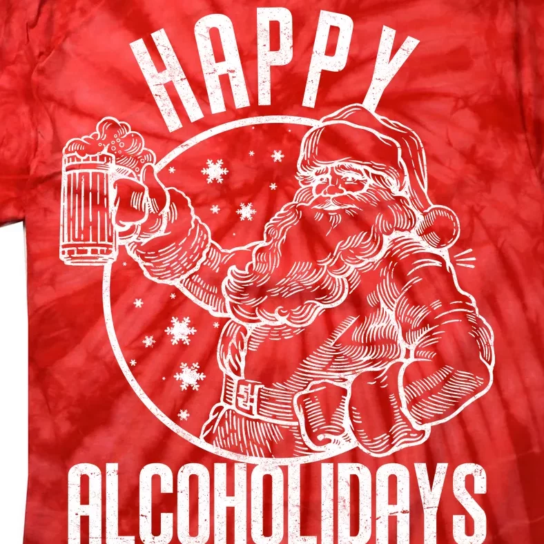 Happy Alcoholidays Christmas Santa Tie-Dye T-Shirt