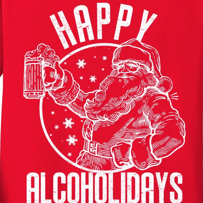 Happy Alcoholidays Christmas Santa Kids Long Sleeve Shirt