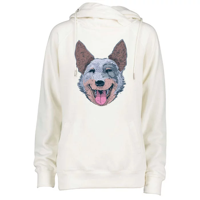 Happy Australian Cattle Dog Womens Funnel Neck Pullover Hood