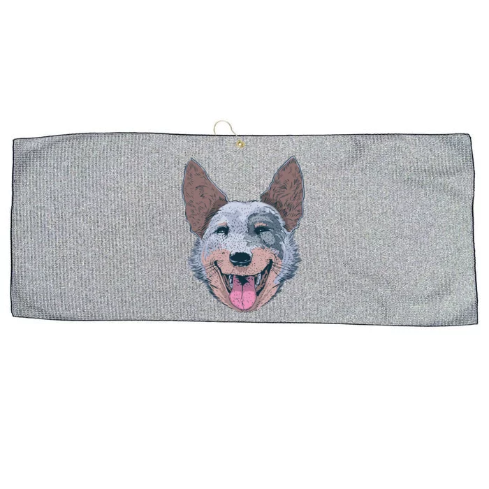 Happy Australian Cattle Dog Large Microfiber Waffle Golf Towel