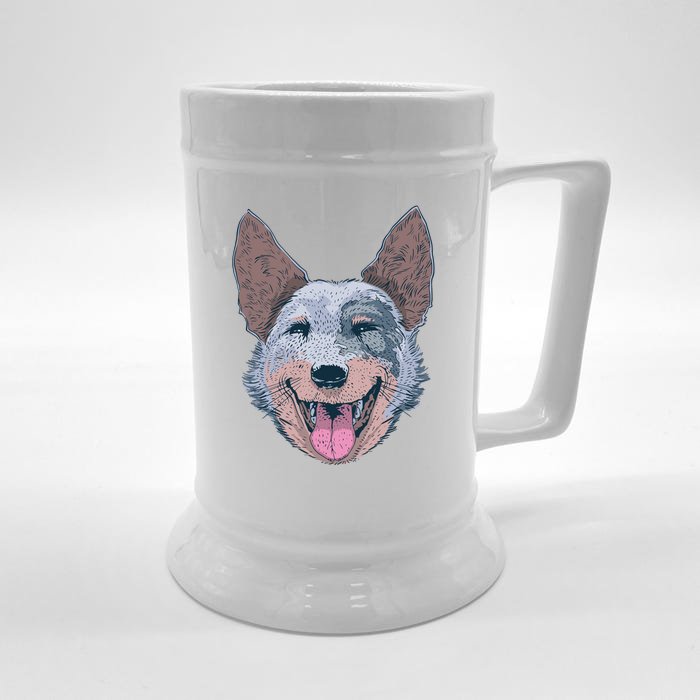 Happy Australian Cattle Dog Front & Back Beer Stein