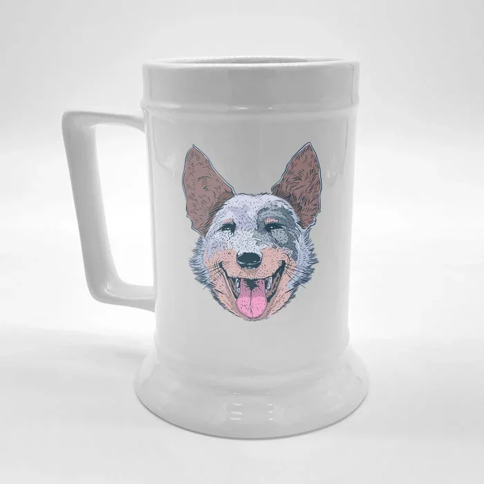 Happy Australian Cattle Dog Front & Back Beer Stein