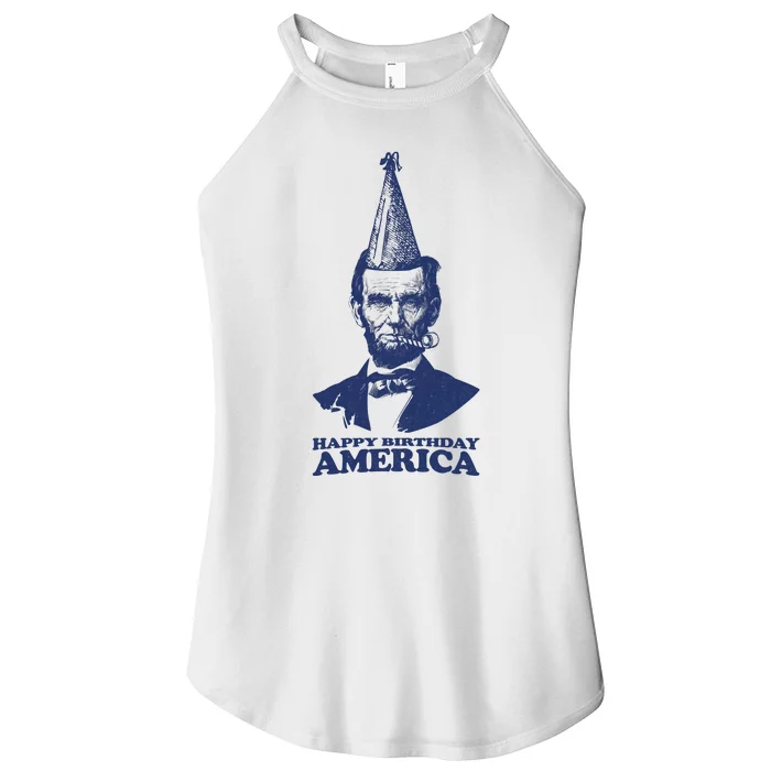 Happy Birthday America Abe Lincoln Women’s Perfect Tri Rocker Tank