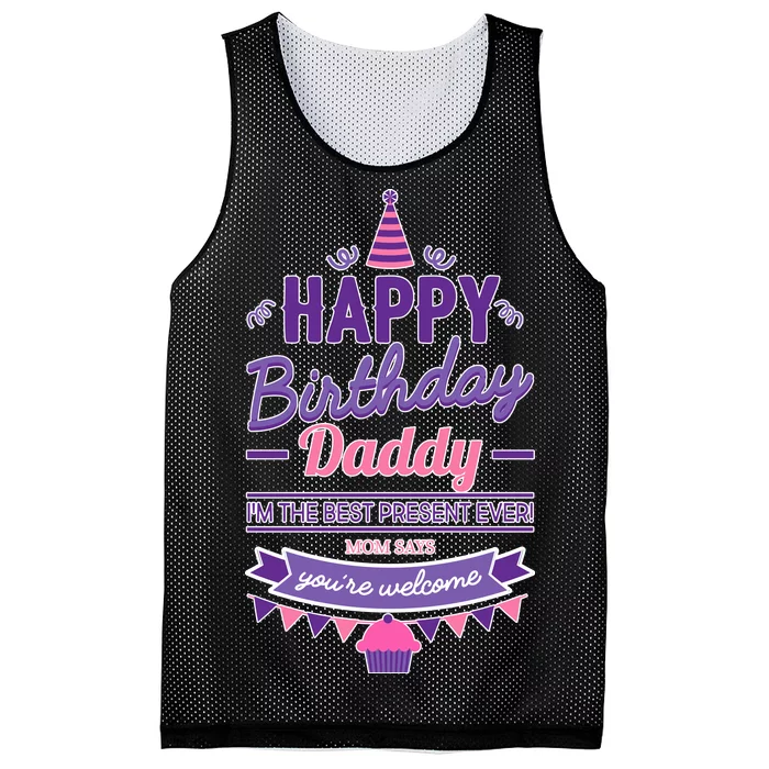 Happy Birthday Daddy Daughter Mesh Reversible Basketball Jersey Tank