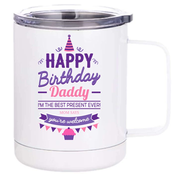 Happy Birthday Daddy Daughter Front & Back 12oz Stainless Steel Tumbler Cup