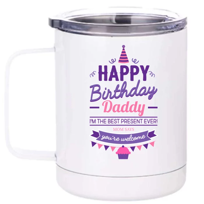 Happy Birthday Daddy Daughter Front & Back 12oz Stainless Steel Tumbler Cup