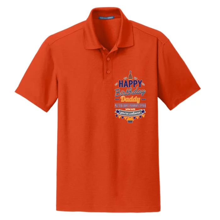 Happy Birthday Daddy Son Dry Zone Grid Performance Polo