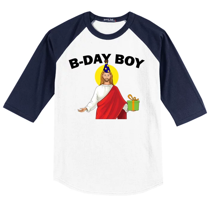 Happy Birthday Jesus! B-Day Boy Baseball Sleeve Shirt