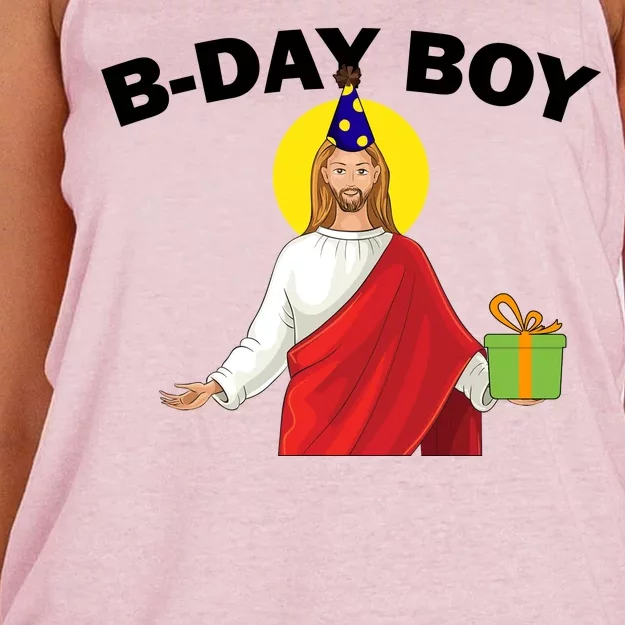 Happy Birthday Jesus! B-Day Boy Women's Knotted Racerback Tank