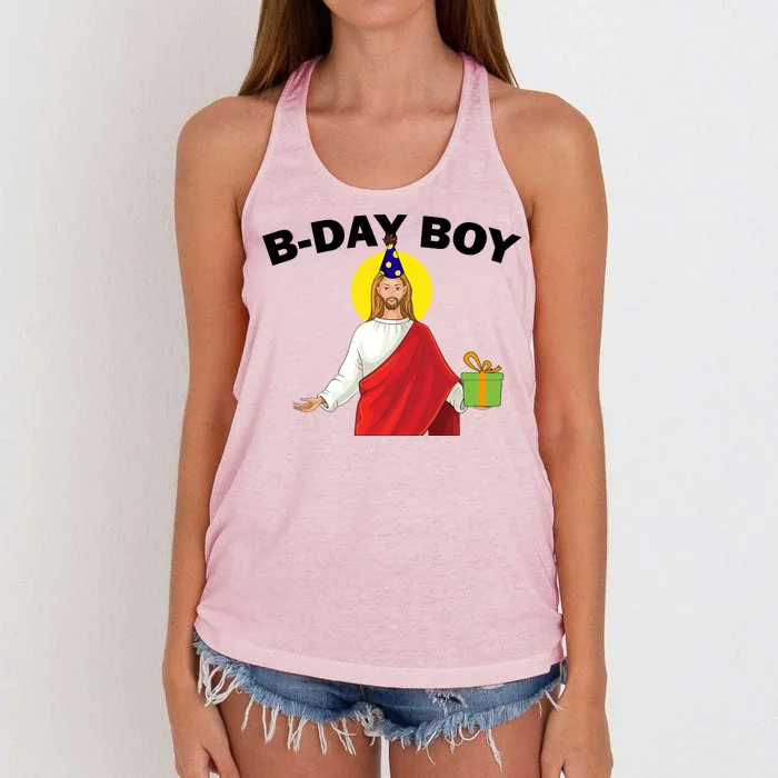 Happy Birthday Jesus! B-Day Boy Women's Knotted Racerback Tank