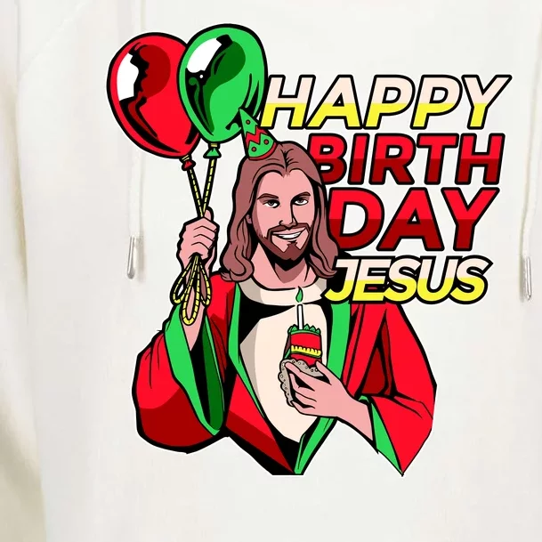 Happy Birthday Jesus Funny Christmas Birthday Boy Womens Funnel Neck Pullover Hood