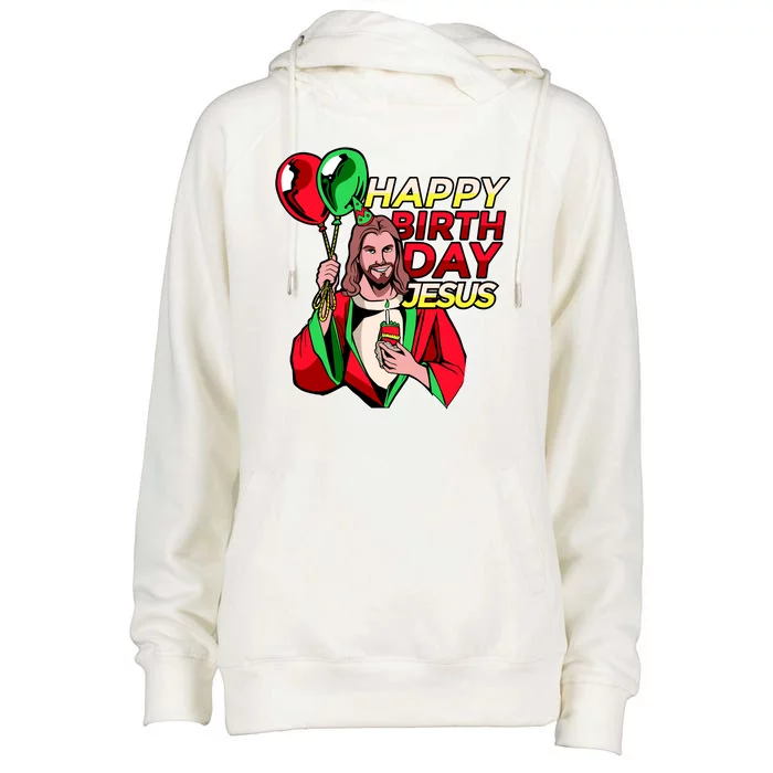 Happy Birthday Jesus Funny Christmas Birthday Boy Womens Funnel Neck Pullover Hood