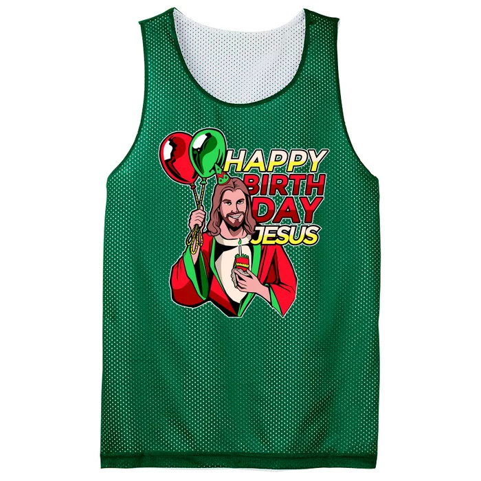 Happy Birthday Jesus Funny Christmas Birthday Boy Mesh Reversible Basketball Jersey Tank