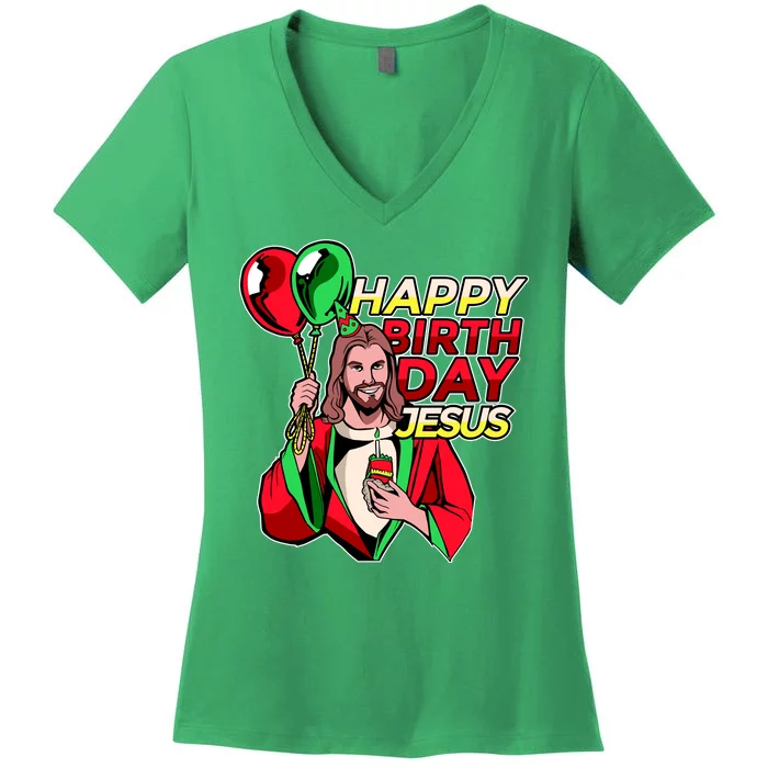 Happy Birthday Jesus Funny Christmas Birthday Boy Women's V-Neck T-Shirt