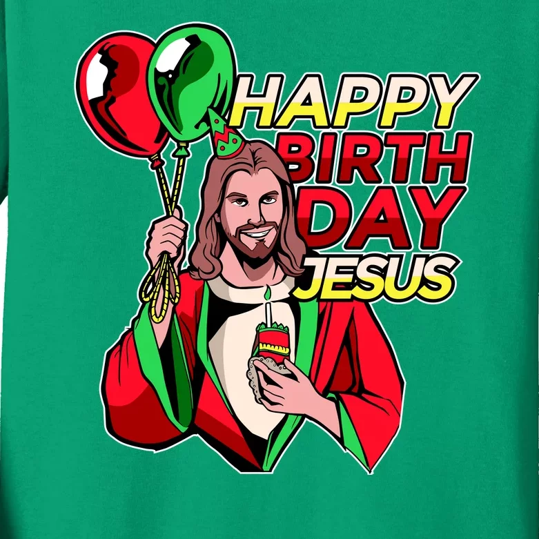 Happy Birthday Jesus Funny Christmas Birthday Boy Kids Long Sleeve Shirt