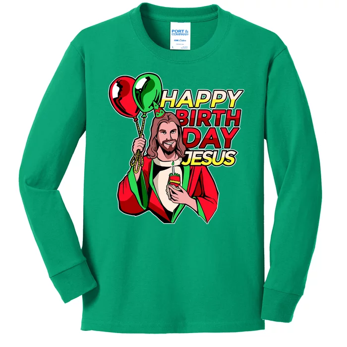 Happy Birthday Jesus Funny Christmas Birthday Boy Kids Long Sleeve Shirt