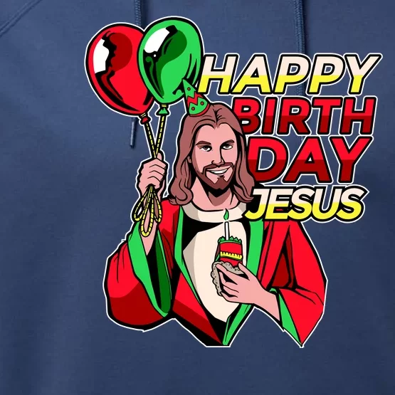 Happy Birthday Jesus Funny Christmas Birthday Boy Performance Fleece Hoodie